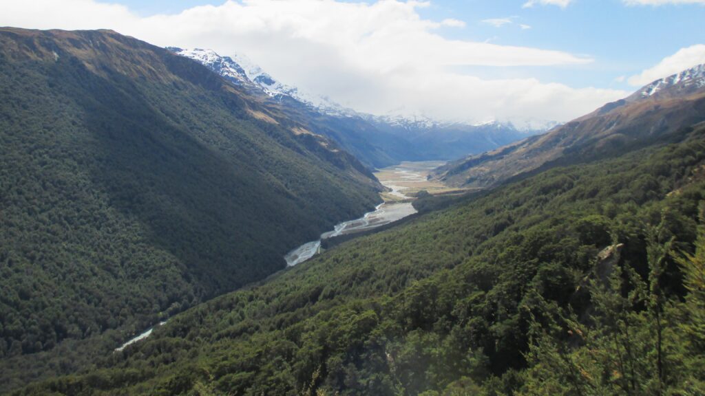 View of the misty mountains from the mine