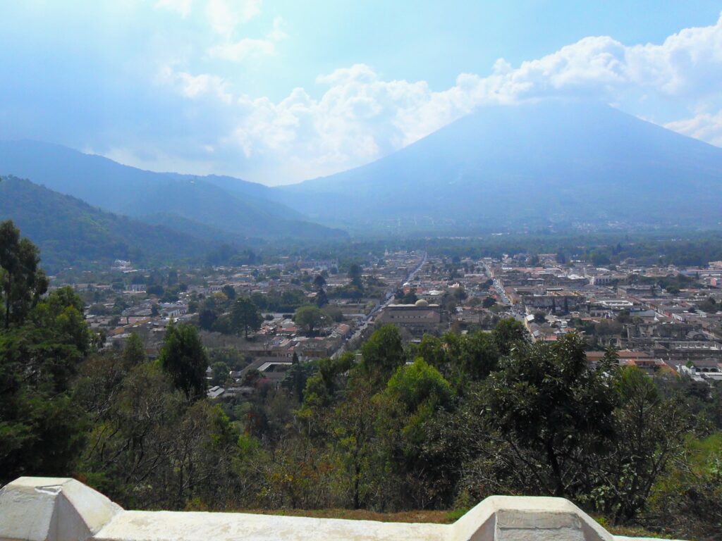 Antigua Guatemala under the shadow of a volcano