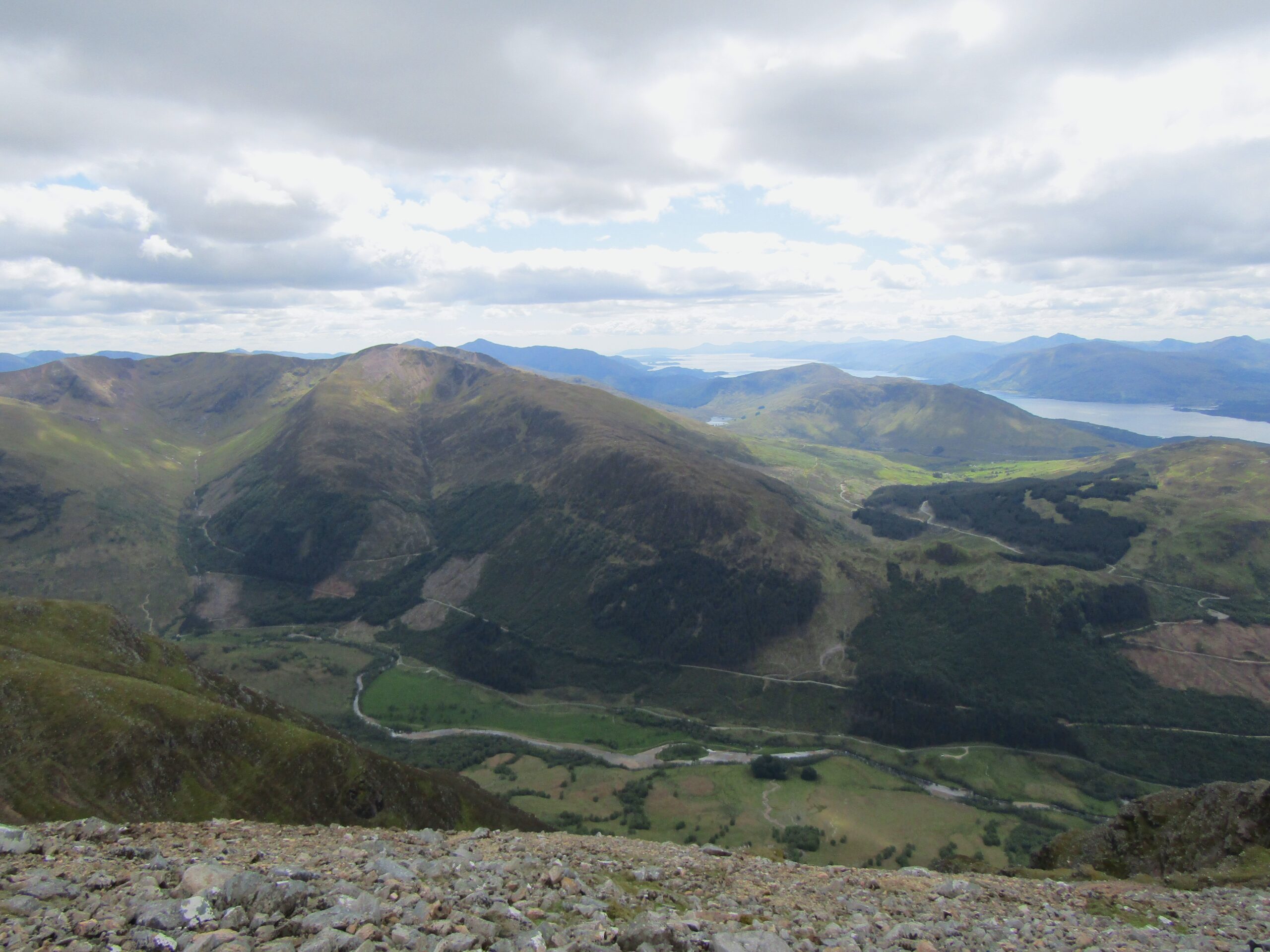 Over Glen Nevis, The Munros, and out to sea